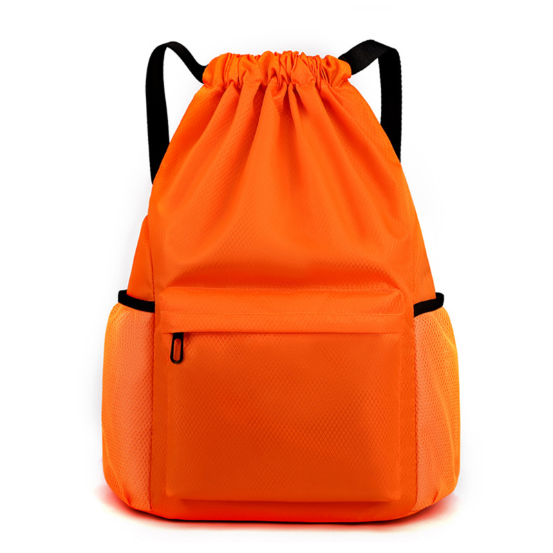 Men/Women Drawstring Pocket Backpack Nylon Waterproof Backpack Large Capacity Drawstring Travel Bag Fitness Sports Bag: 16 inches / Clear
