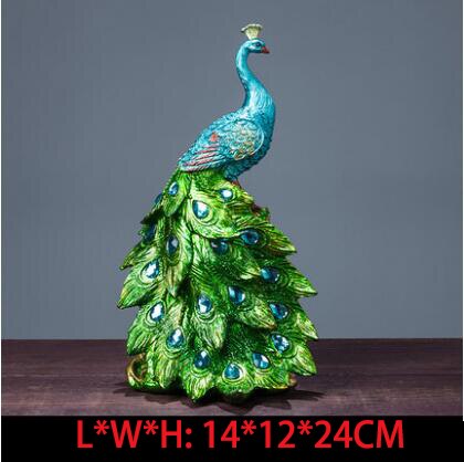 Originele Hars Pure Groene Phoenix Beeldje Pauw Decor Vogel Standbeeld Kantoor Thuis Ambachten Decoratie Dier Sculptuur Ornament: H