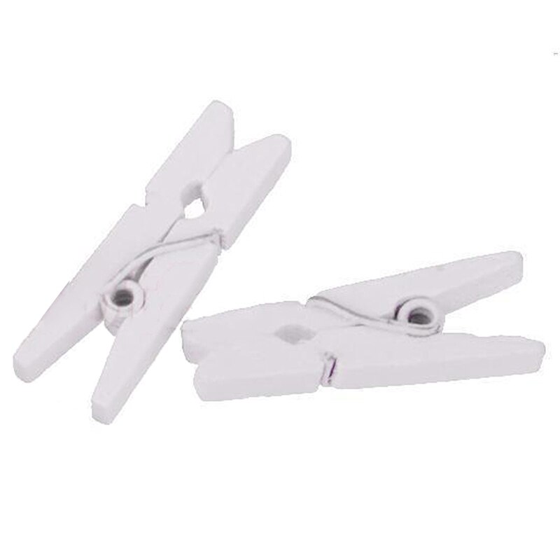 Clips de madera Natural para decoración de pared, pinzas pequeñas de 25mm, color blanco, para manualidades, 50 unids/set por juego