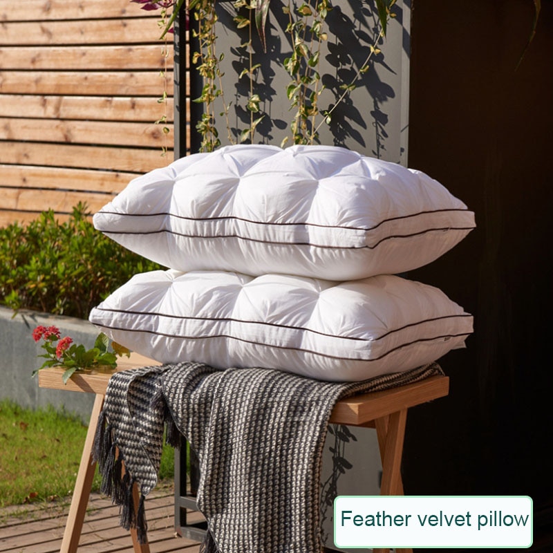 Donzen Kussen Super zachte Witte Eend/Gans nekkussen Standaard Antibacteriële Elegante Huis Textiel Katoenen Beddengoed Kussen