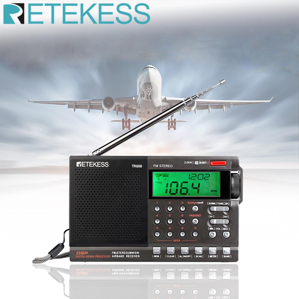Retekess TR608 FM / MW/ SW / Air Multi Band Radio Speaker Portable Digital Radio with LCD Display with Clock Alarm Sleep timer