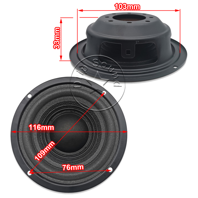 Altavoz pasivo de 4, 5, 6, 8 y 10 pulgadas, bocina de radiador, diafragma de Woofer, accesorios de reparación de bajos auxiliares, 2 uds.: 4 inch (116mm)