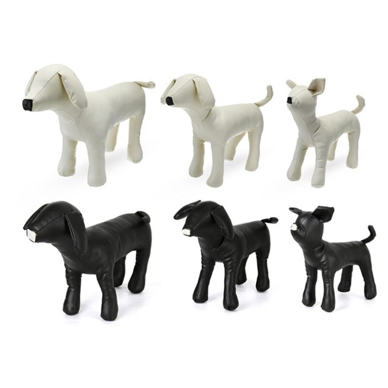 Leather Dog Mannequins Standing Position Dog Models Toys Pet Animal Shop Display Mannequin White M: Default Title