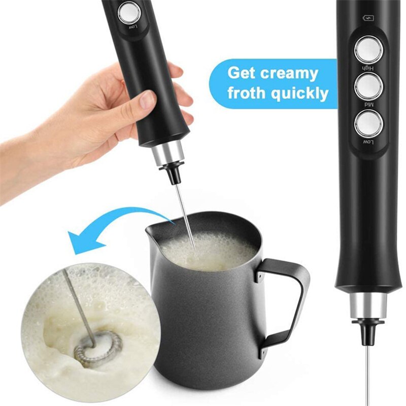 Handheld Electric Mixer Blender Milk Frother Coffee Cappuccino Mixer Tools USB Recharge Stainless Bubble Maker Whisk Portable