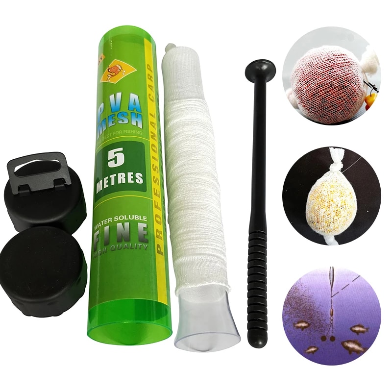Goture PVA filet de pêche carpe pêche longue coulée filet d'appâtage 5M maille étroite instantanée fondu Net mangeoire accessoires de pêche attirail