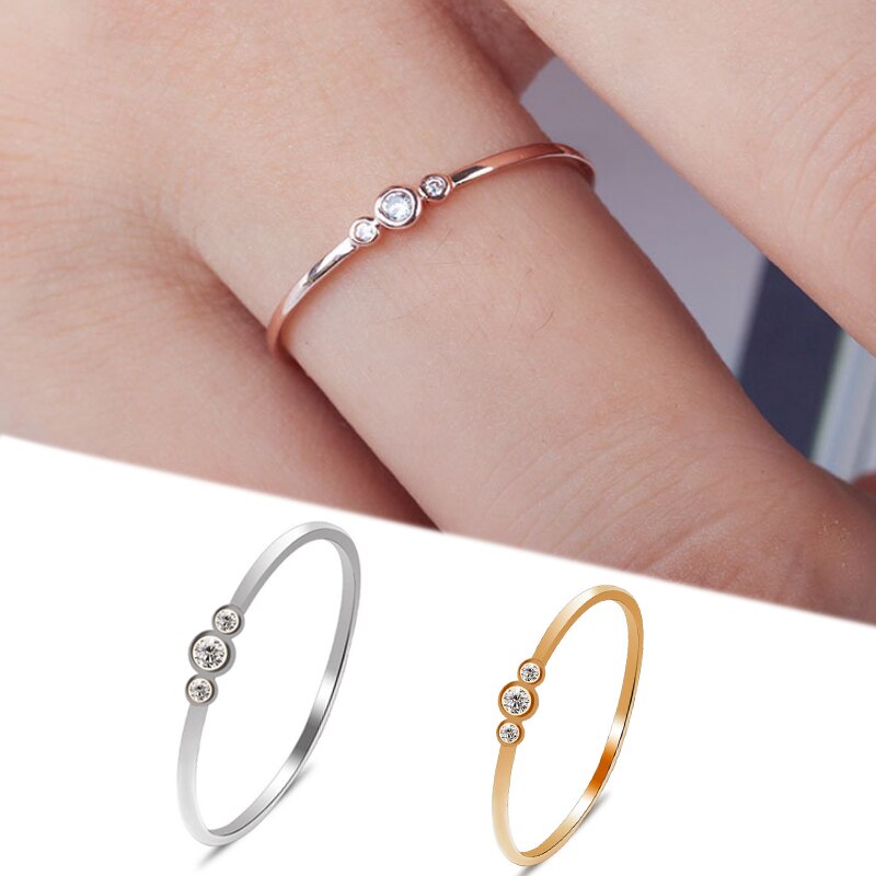 Mode Dunne Staart Ring Minimalisme met Crystal Sieraden Ring Klassieke Stijl voor Vrouwen Engagement
