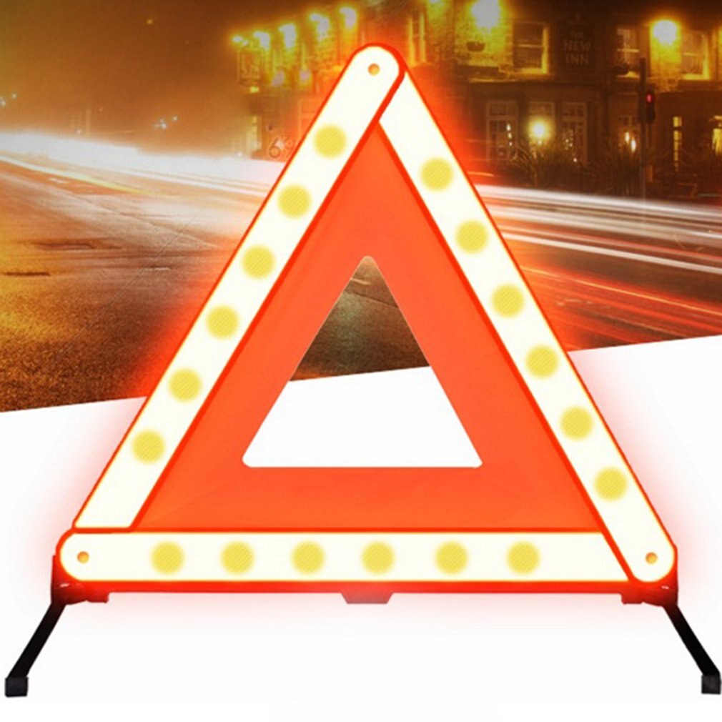Automobile Triangle Warning Sign Tripod Vehicle Reflective Parking Sign With High Density Hexaprism Structure