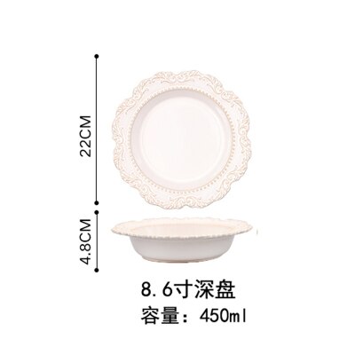 Assiette à dîner en céramique 8-10 ", Style Baroque français rétro, en relief, de Style palais, vaisselle européenne, assiettes à dîner occidentales, bol à soupe: B