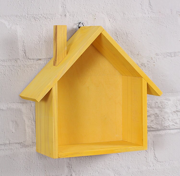 Étagère murale en bois colorée rétro, décoration créative pour maison en forme d'étagère, décoration artisanale pour chambre d'enfants WF925: yellow
