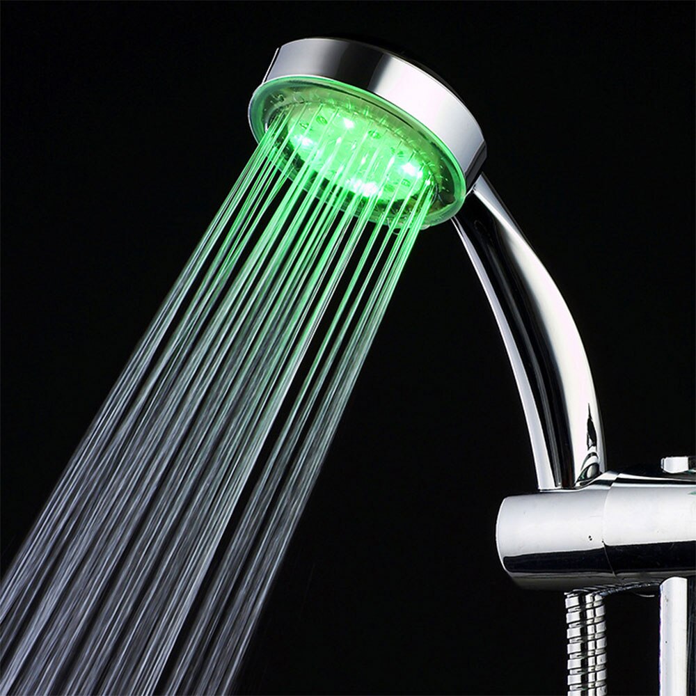 Pommeau de douche à lumière LED 7 couleurs, pommeau de douche à couleur changeante, sans pile, pour un décor de salle de bain automatique et romantique