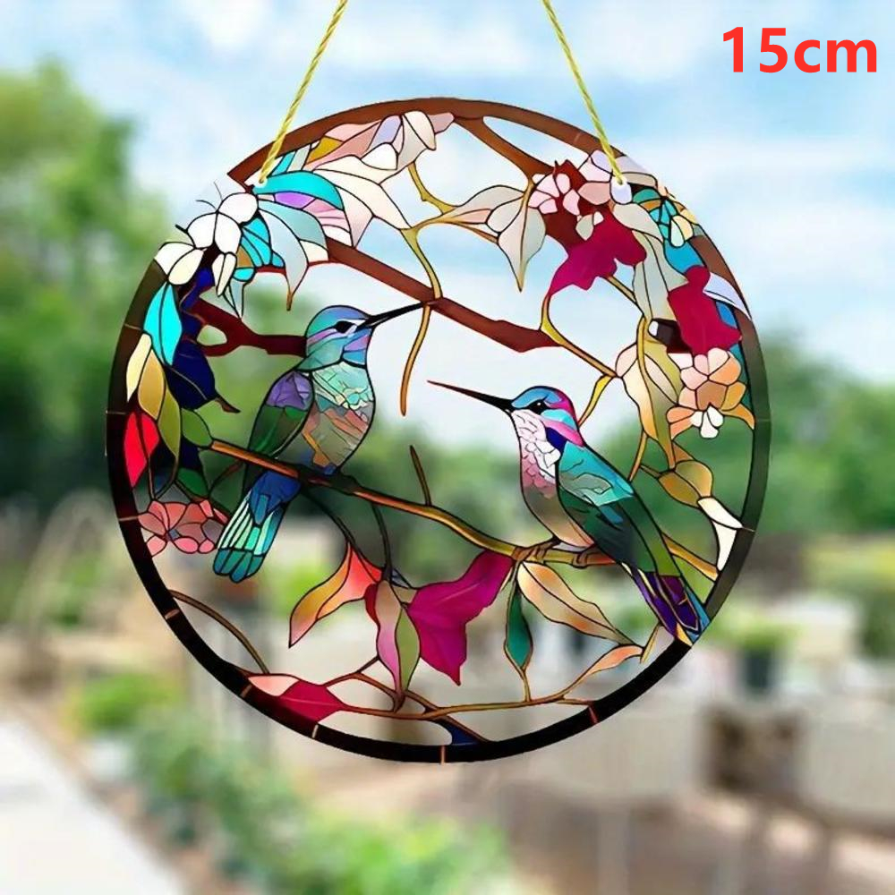 Acrylic Colorful Hummingbird Sun Catcher Rainbow Bird Wind Chimes Crafts Hanging Decor for All Seasons Home Garden Decoration: Chocolate