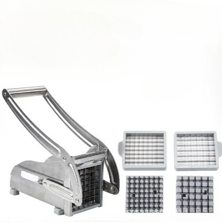 Frietensnijder Roestvrijstalen aardappelversnipperaar met 2 messen Handmatige voedselsnijder Dicer Multifunctionele groentefruitversnipperaar: Default Title