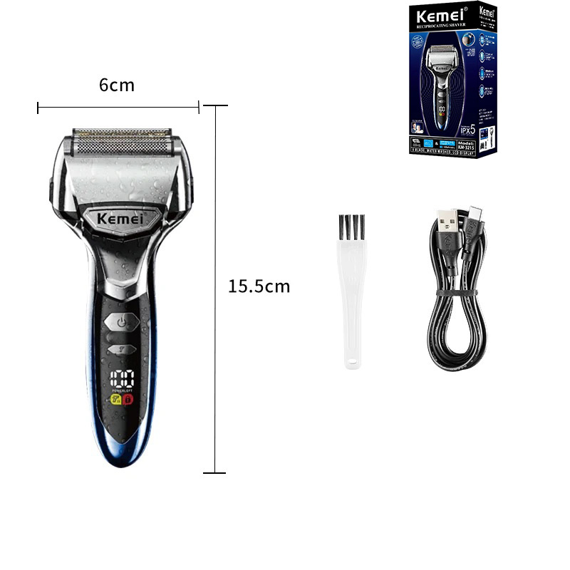 Kemei 5-Klingen-Elektro-Folienrasierer für Männer, Gesicht, Bart, Nass- und Trockenrasierer, wiederaufladbar, Glatze, Rasiermaschine, IPX7 wasserdicht, waschbar: verrotten