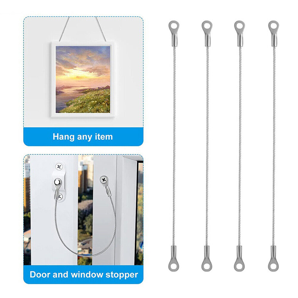 4pcs Door Cabinet Restraint Braided Cable Hinge Stainless Steel Limiter Swing Opening Angle Flexible Braided Limiter Household