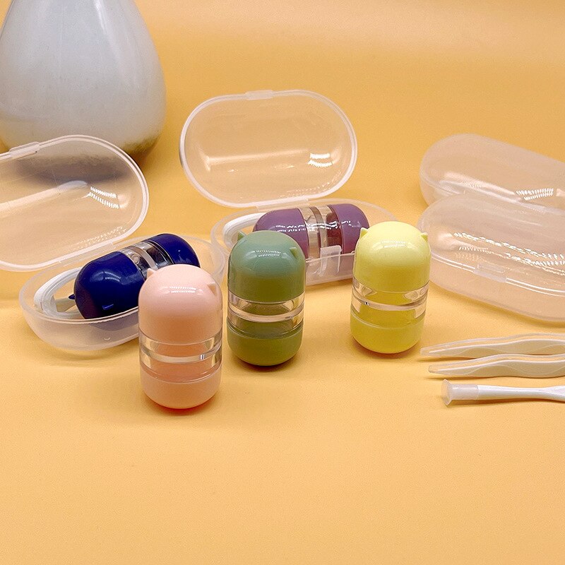 Cartoon Cute Cat Contact Lenses Tweezers Suction Stick Set Eyes Care Travel Kit Contact Lens Box for Women Contact Lenses Case