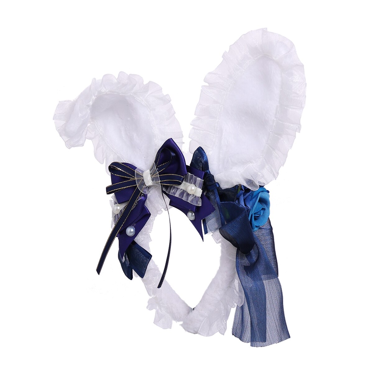 Diadema con Orejas de conejo para niña, tocado Kawaii de Lolita, tocado de conejo hecho a mano, KC japonés, dulce Conejo, ropa para la cabeza para el día de Pascua: blue