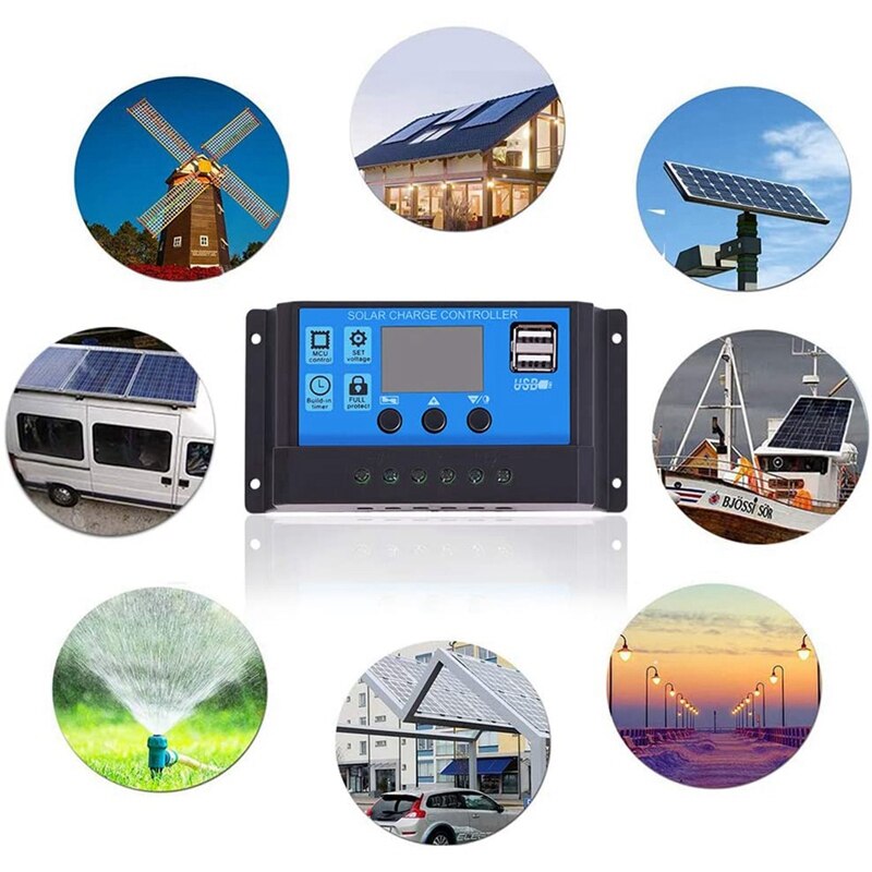 100w solcellepanel kit 12v batterilader kontroller for campingvogn & båt & dual usb solcellepanel 10a solcelle kontroller