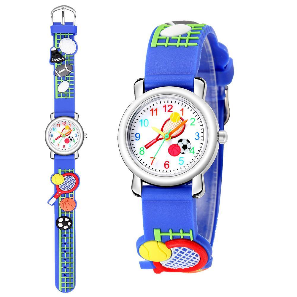 Kinderen Horloges Tennis Sport Patroon Relief Student Kinderen Leuke Plastic Quartz Horloge Babys Kinderen Cartoon Horloge