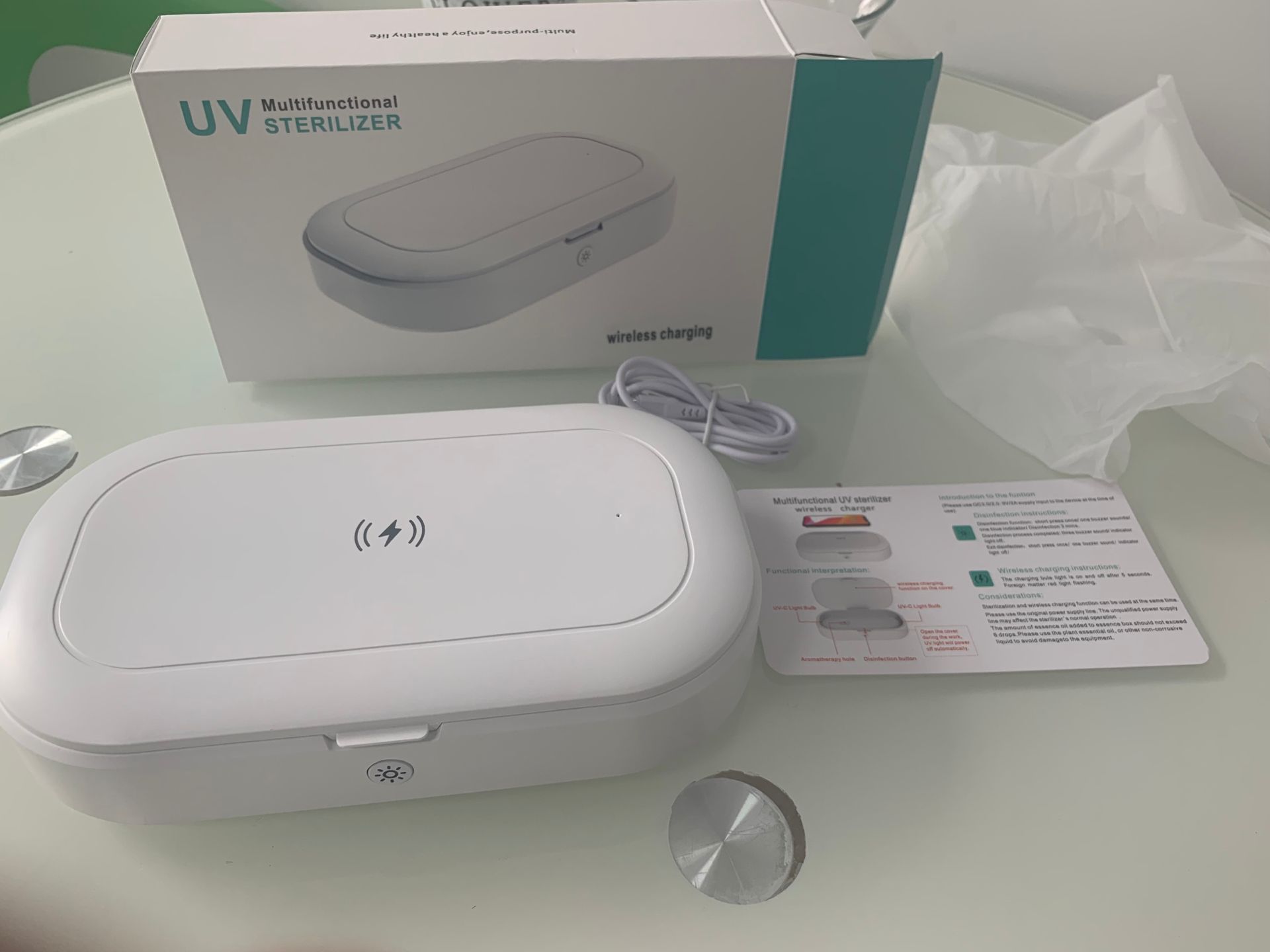 mobile phone wireless charger portable ultraviolet light uvc sterilizer UV box