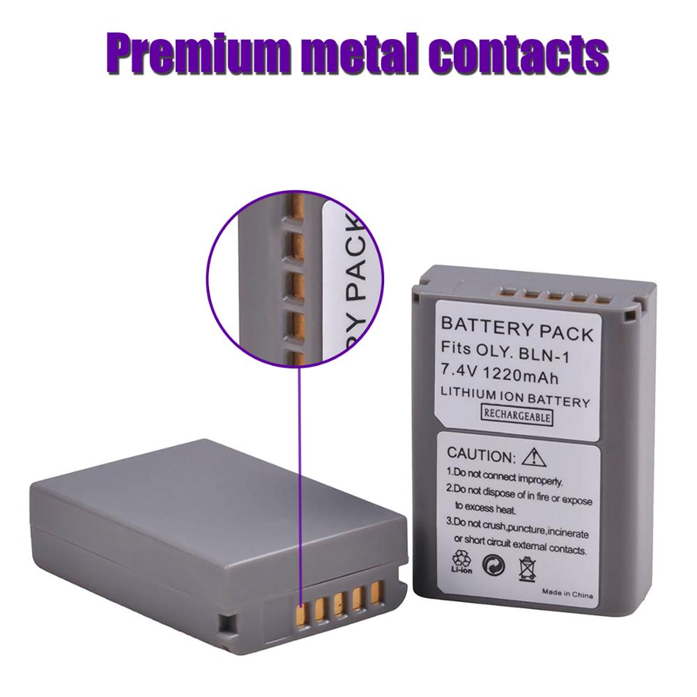 2x BLN-1 Ps BLN1 PS-BLN1 Batterij + Led Ingebouwde Usb Dual Charger Voor Olympus OM-D E-M1, olympus Pen F, OM-D E-M5, Pen E-P5, OM-D