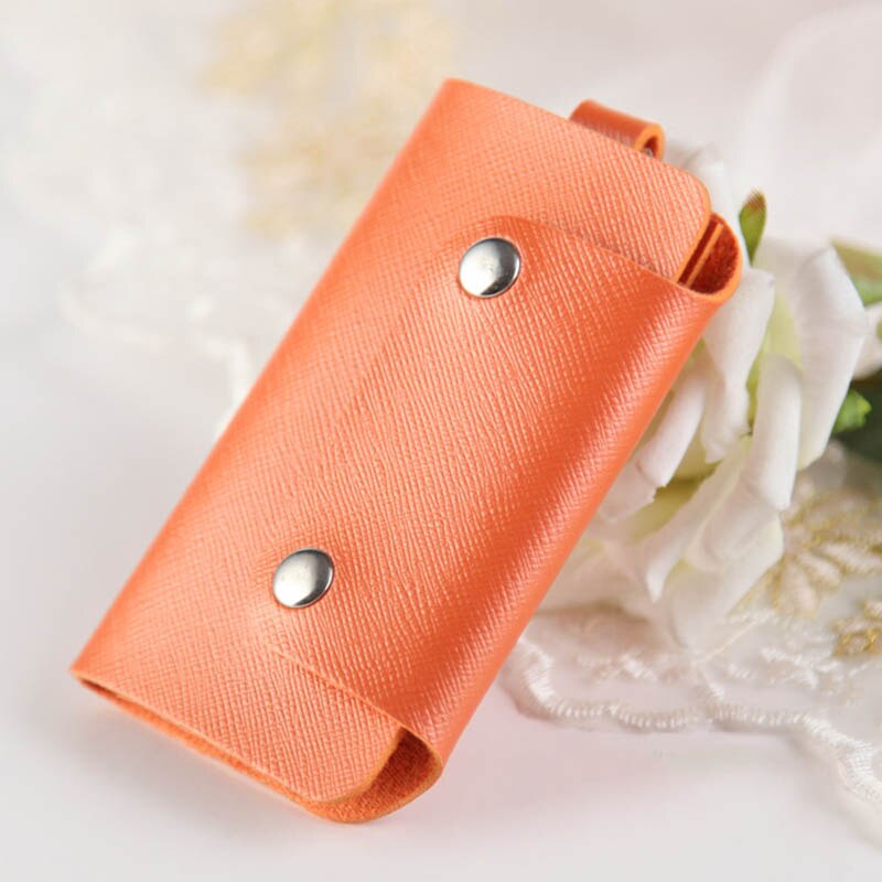 Mannen Vrouwen Key Houder Pu Lederen Autosleutel Tas Sleutelhanger Bag Case Wallet Holder Cover Keten Sleutel Portemonnee Pocket Organizer draagbare: Oranje