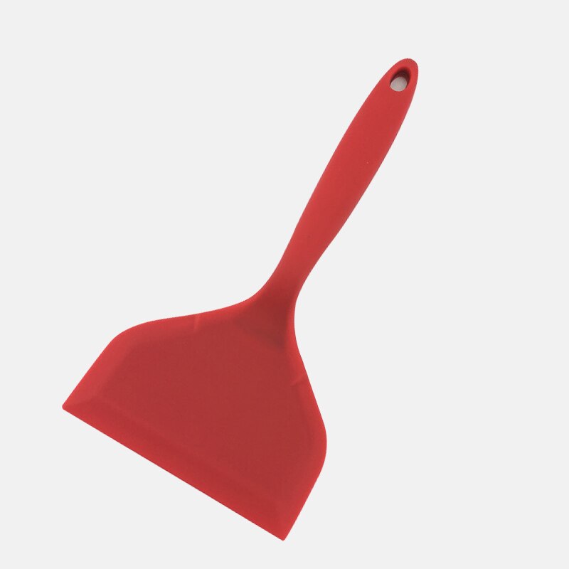Silicone Kitchen Ware Cooking Utensils Spatula Beef Meat Egg Kitchen Scraper Wide Pizza Cooking Tools Shovel Non-stick Spatula: Red