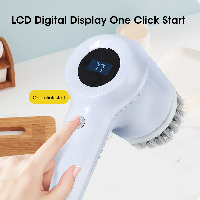 Depurador giratorio eléctrico, cepillo de limpieza inalámbrico para baño, depurador eléctrico con 5 cabezales de cepillo reemplazables, cepillo de limpieza eléctrico