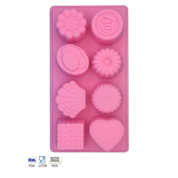 15 Shapes Silicone Soap Molds 3D Handmade Soap Making Resin Clay Candle Chocolate Jelly Ice Tubes Moulds Fondant Cake Decorating: flower heart