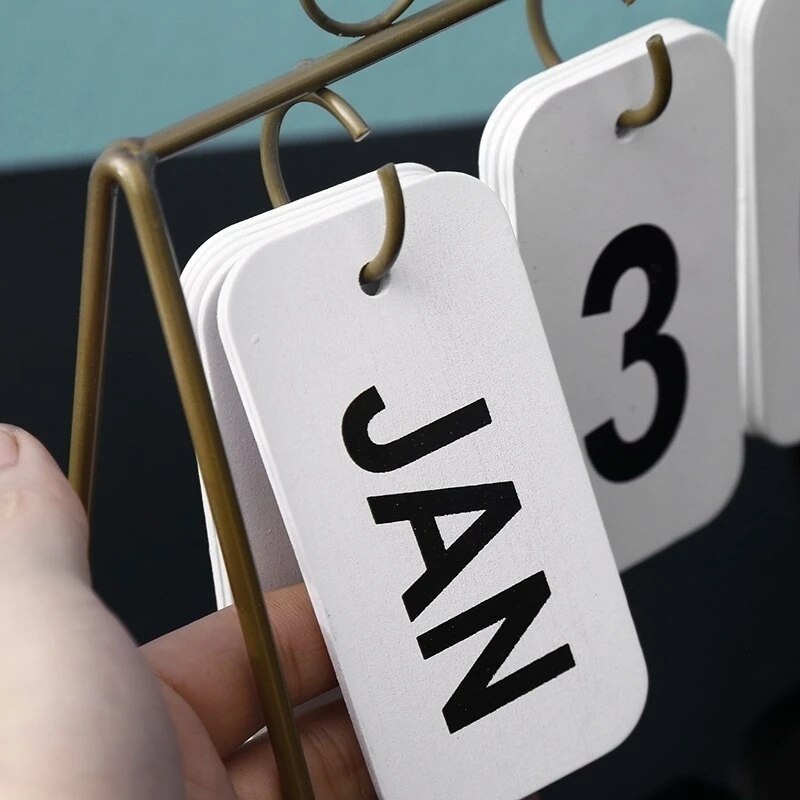 DIY Iron Bird Page Flip Calendar Decoration Crafts Wooden Perpetual Calendar Home Decoration Accessories Modern