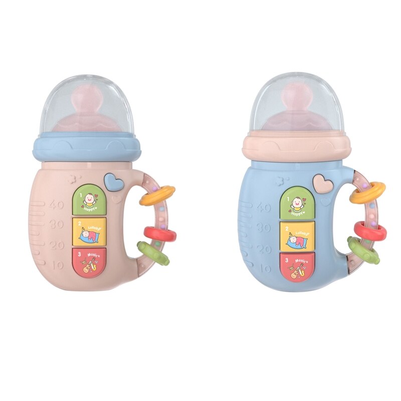 425F Electric Baby Bottle Toddler Rattle Milk Bottle with Light and Music Teether Toy