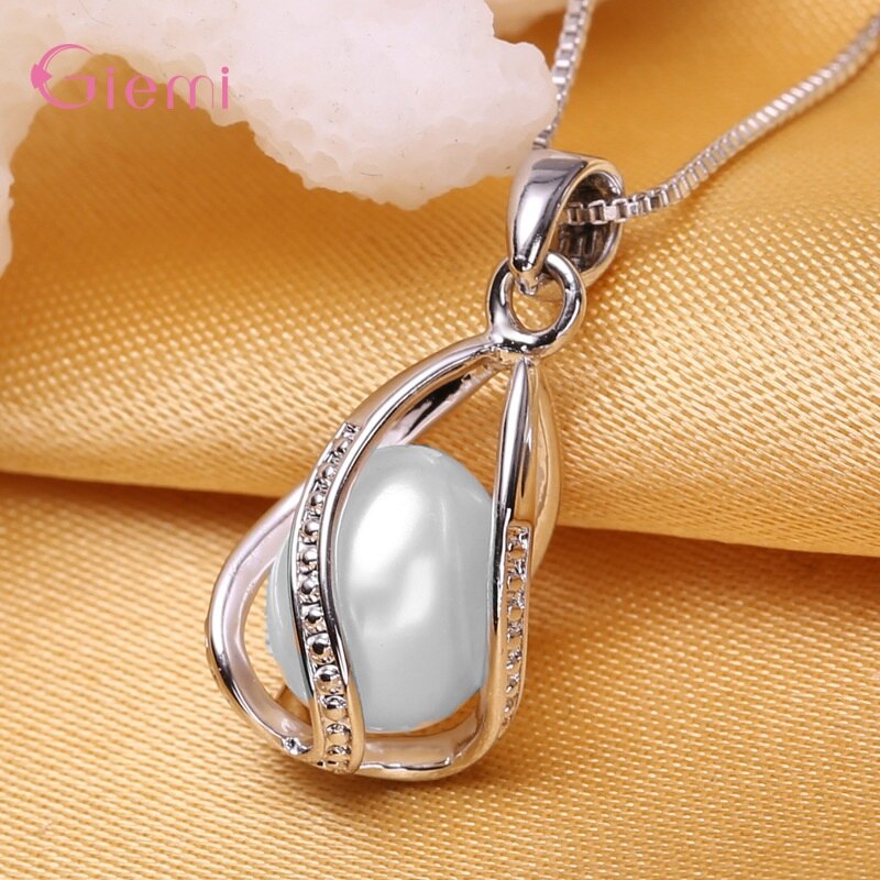 Top Wedding Party Jewelry Sets 925 Sterling Silver Pearl Water Tear Pendant Necklace Hoop Earrings Buy 1 Get 2