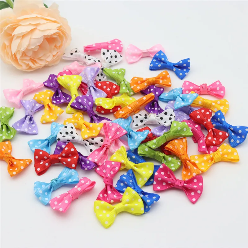 50/100pcs Size 2cmx3.5cm mini polka dot bow waist bow tie clothing diy accessories jewelry small bow tie headwear accessories: Brown / M
