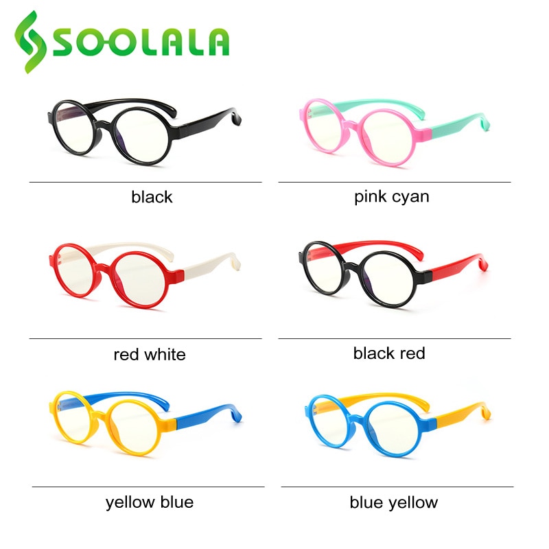 Soolala 2 stk rundt blåt lys blokerende børns briller optisk ramme børn dreng piger computer anti reflekterende briller  uv400