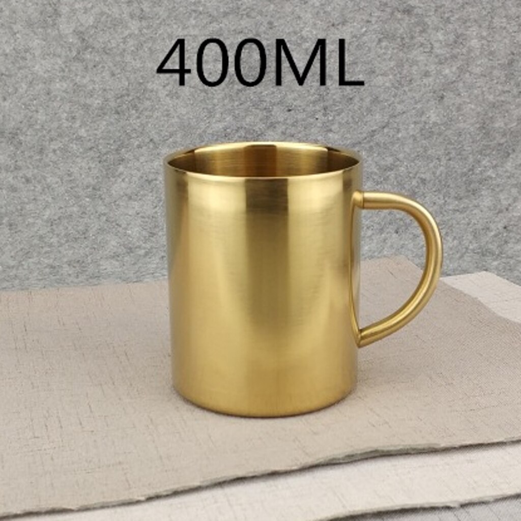 Rostfritt stål dubbelvägg isolerad kopp vatten kaffemugg 400ml roséguld: Guld-