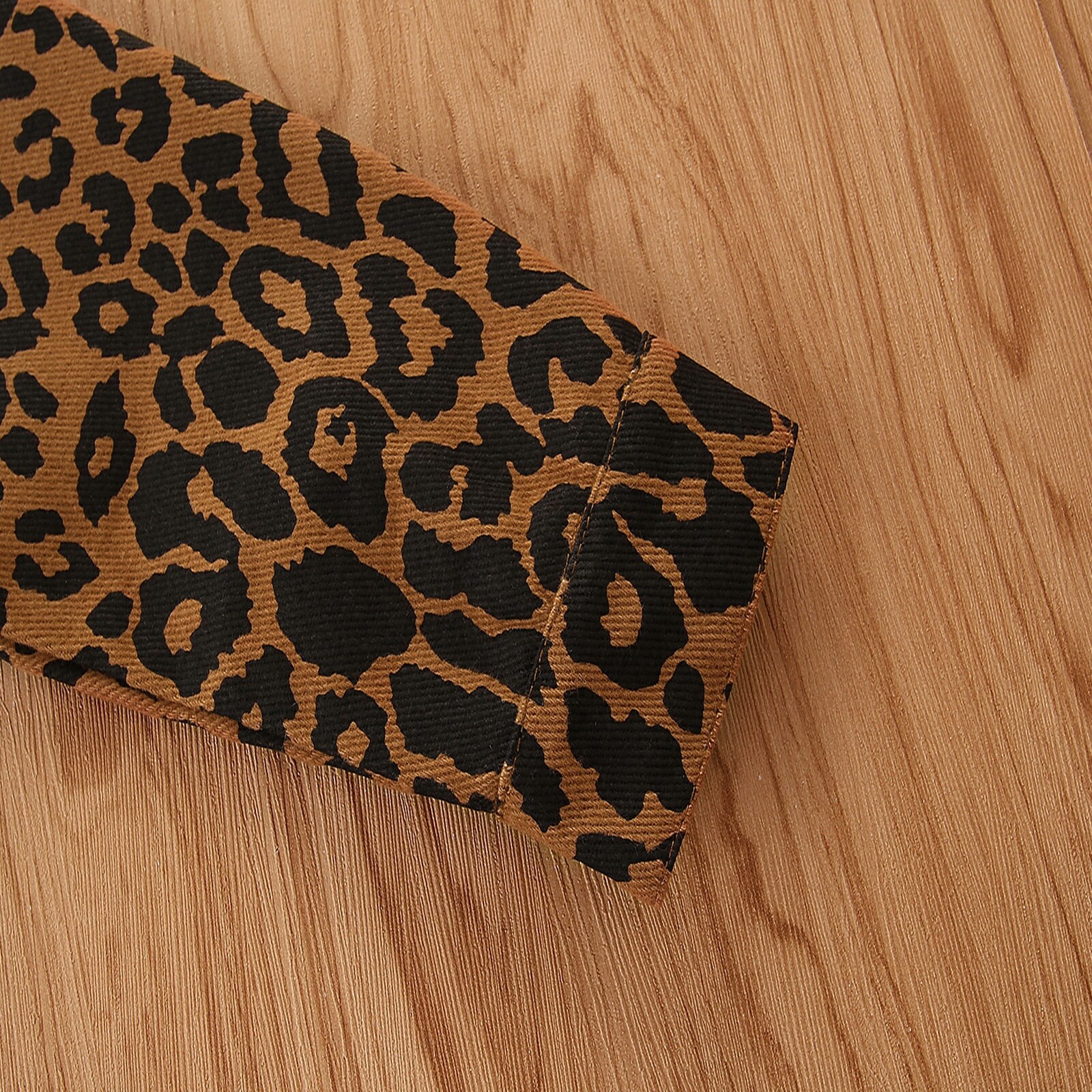 FOCUSNORM 1-6Y Kids Girl's Leopard Print Jacket Lapel Long Sleeve Single Breasted Casual Coat