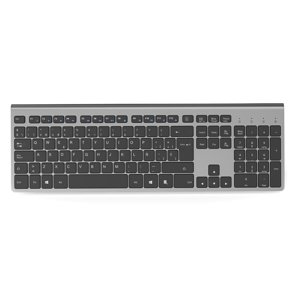 JOYACCESS Volle Größe Wiederaufladbare Drahtlose Tastatur Stille Schlüssel Ergonomische Spanisch/Italienisch/Deutsch/Französisch/Russisch/Englisch für Büro: Spanisch