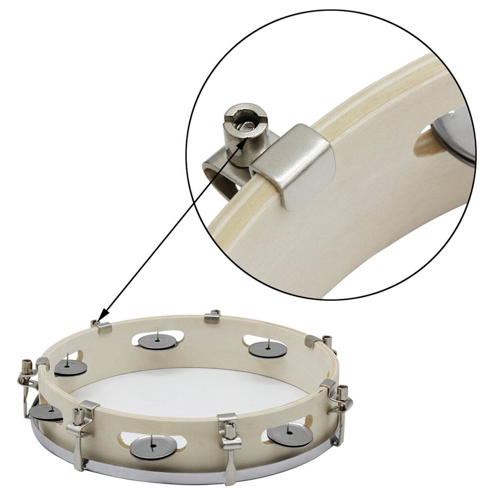 10 in Tambourine Capoeira Leather Drum Tambourine Samba Brasil Wooden Tambourine Precussion Music Instrument For 150 D