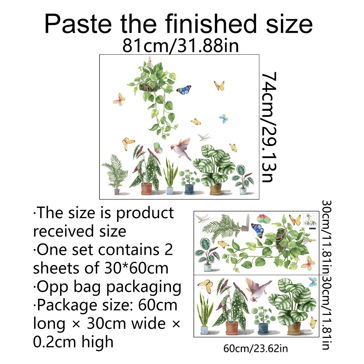 Ink Chinese Wind Branch Bird Glass Sticker Window Window Double-Sided Visual Decorative Wall Sticker: qz0640-04