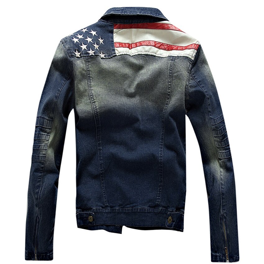 NaranjaSabor-Chaquetas vaqueras de bolsillo de para hombre, chaqueta vaquera entallada con estrellas y rayas, atuendo chaqueta para hombre, abrigos, ropa de N439