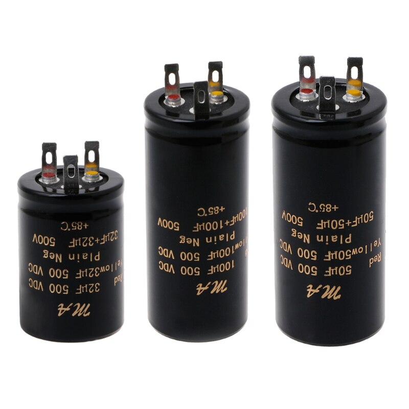Capacitores de amplificador duplo eletrolítico, 100 + 100uf,50 + 50uf,32 + 32uf,500v