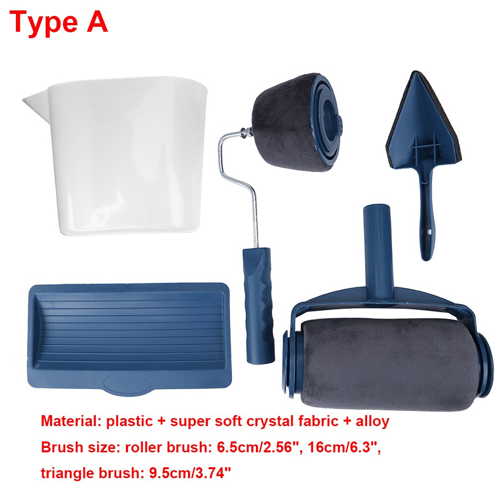 5pcs Paint Runner Roller Brush Tool Set Multifunctional Paint Roller Set Room Wall Painting Brushes Set Home Repack Tool Newst: A