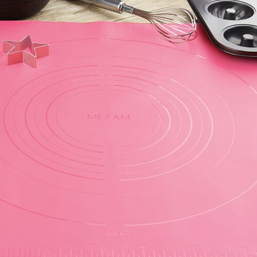 Me. fam Grote Maat 60X50 Cm Rimpelingen Siliconen Bakken Mat Antislip Hittebestendigheid Kneden Deeg Placemat non-stick Gebak Pads: Pink 1 Pieces