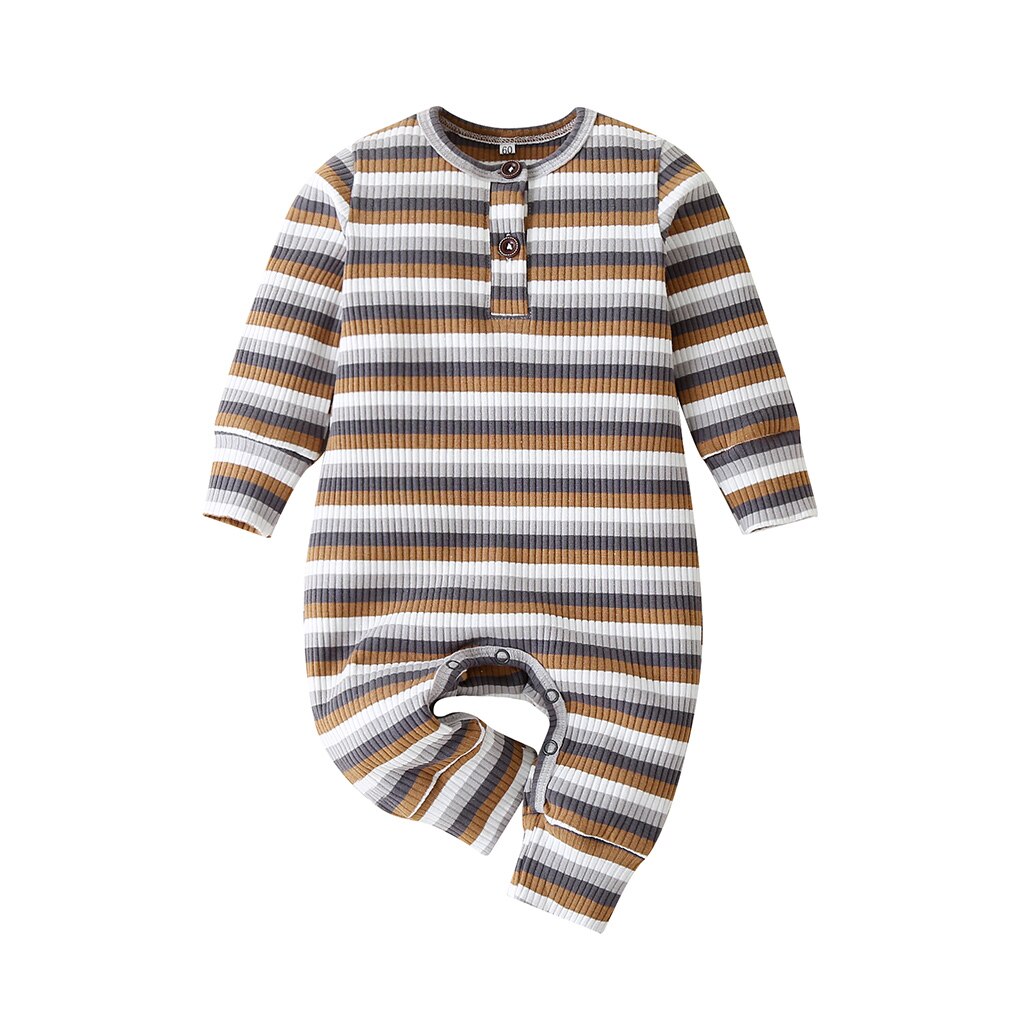 Automne à manches longues barboteuse bébé garçon fille barboteuse vêtements coton côtelé tenues unisexe infantile hiver une pièce combinaison pyjamas: A / 6M