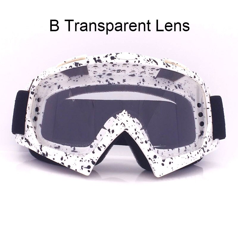 Nuoxintr Universele Motorcycle Goggles Bril MX Outdoor Sport Bril Motocross Dirt Bike Moto Goggles Man Vrouwen: B Transparent Lens