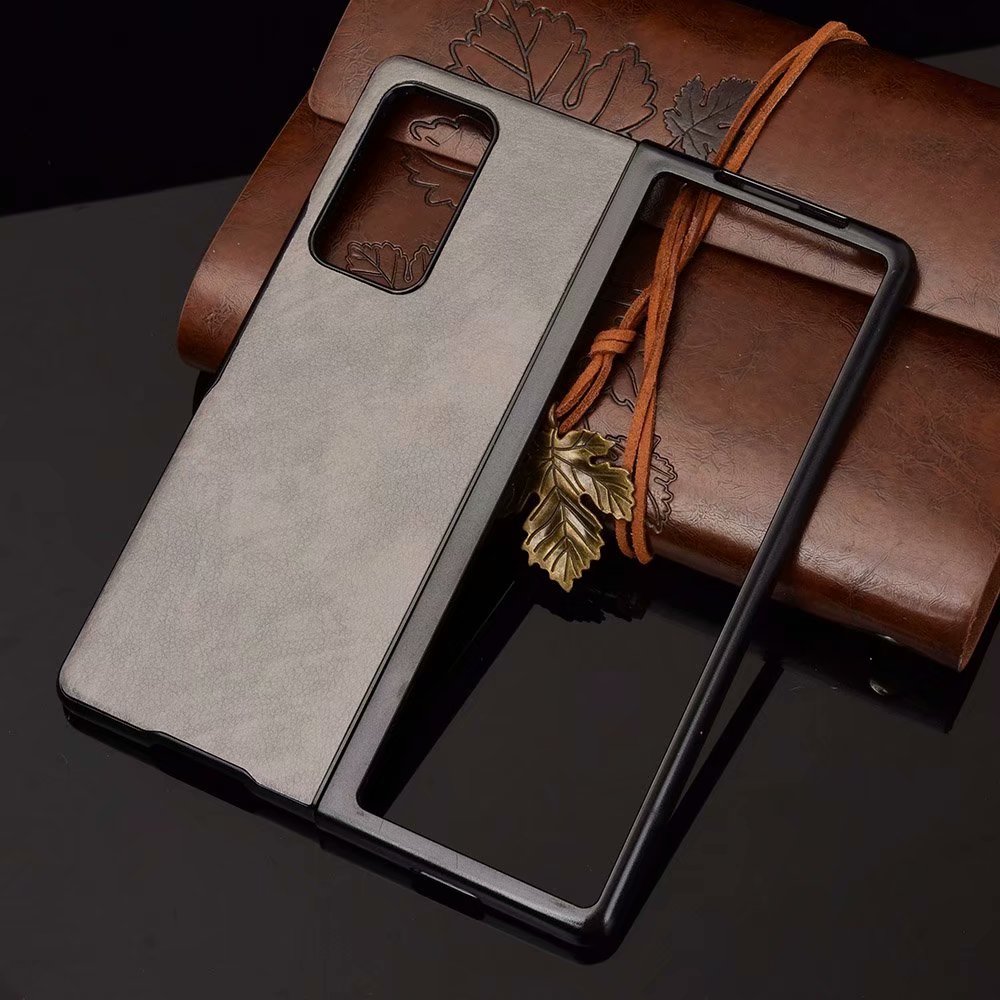 For samsung galaxy z fold 2 -deksel litchi striae hardt pc-deksel til samsung galaxy z fold 2 5g- deksel støtsikre coques