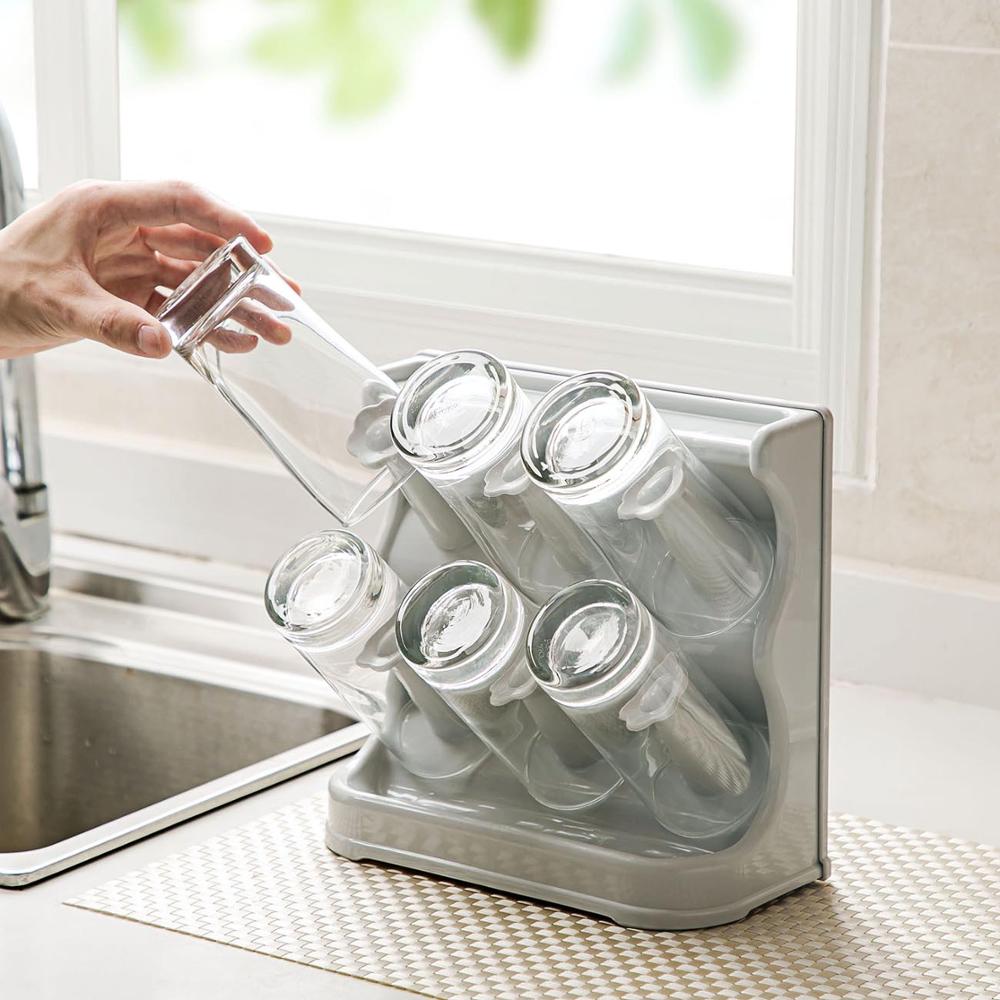 Soporte de pared para estante de almacenamiento de tazas, organizador de vasos de plástico para el hogar, estante de secado de tazas de agua, estante de cristal para decoración del hogar de 4/6 tazas