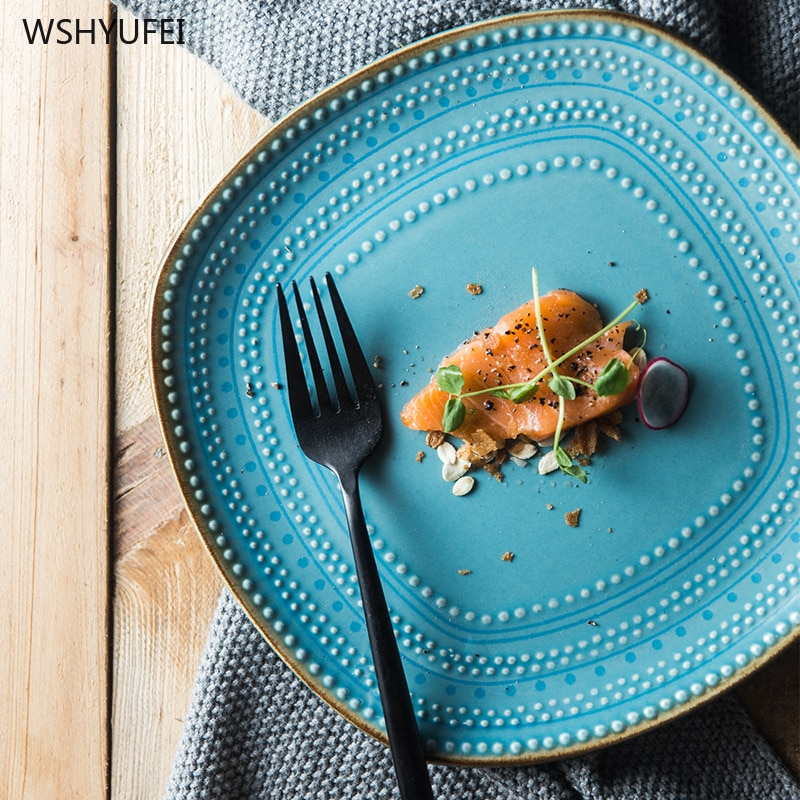 1pcs 8 inch 11 inch irregular relief Western buffet tableware afternoon tea fruit steak plate pastry dish kitchen supplies