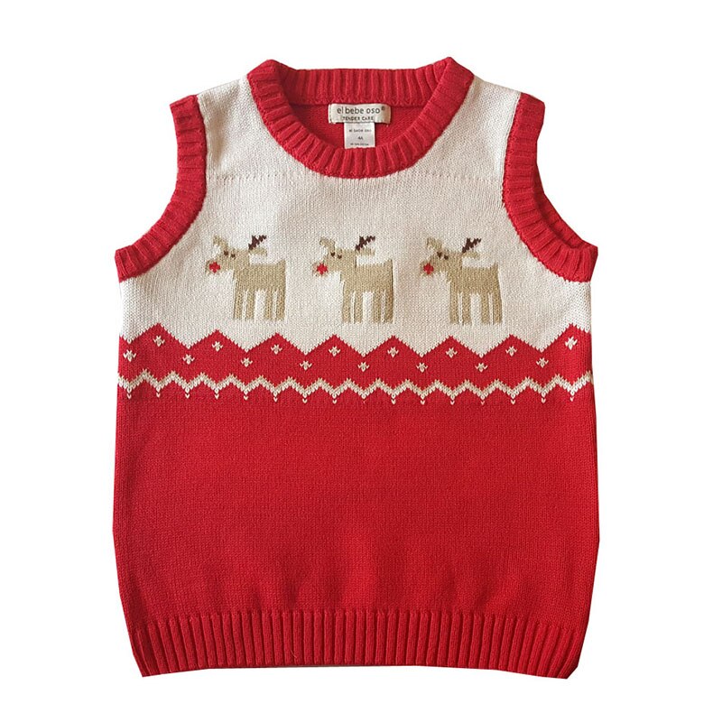freundlicher weste mädchen gestrickte Baby weste Baby junge kleinkind mädchen weste baumwolle warme Weihnachten kleidung mädchen zur Seite fahren weste Elch verrotten Spitzen: 605 rot / 24M