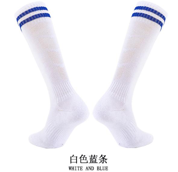 4 pairs/lot Soccer Socks Super Elite Men Kids Football Socks Anti-slip Outdoor Sports Socks: White with blue / L 36 to 44