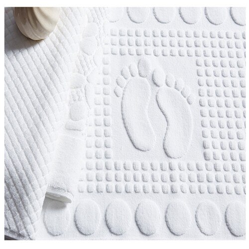 Alfombra de algodón antideslizante con absorción de agua para baño, Toalla blanca para suelo, para hotel, hogar, gris: white foot